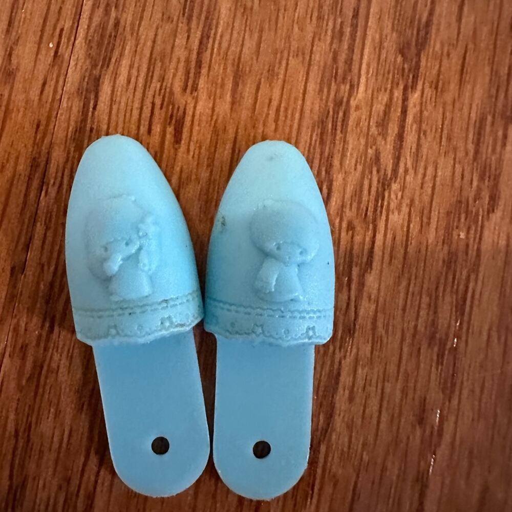 Vintage Doll Slippers blue boy and girl